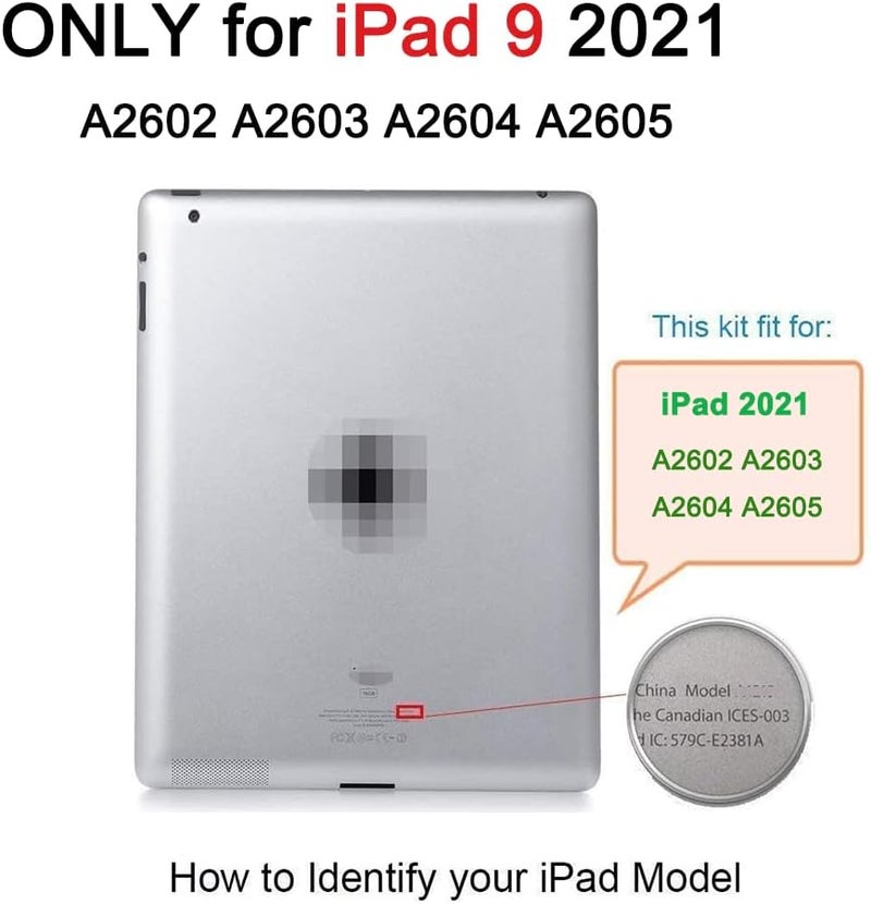 TSIOFO Store زجاج استبدال شاشة لجهاز iPad 9 (الجيل التاسع 2021) A2602 A2603 A2604 A2605 مع زر الصفحة الرئيسية وأدوات - فقط لجهاز iPad 9 الجيل التاسع - Image 2